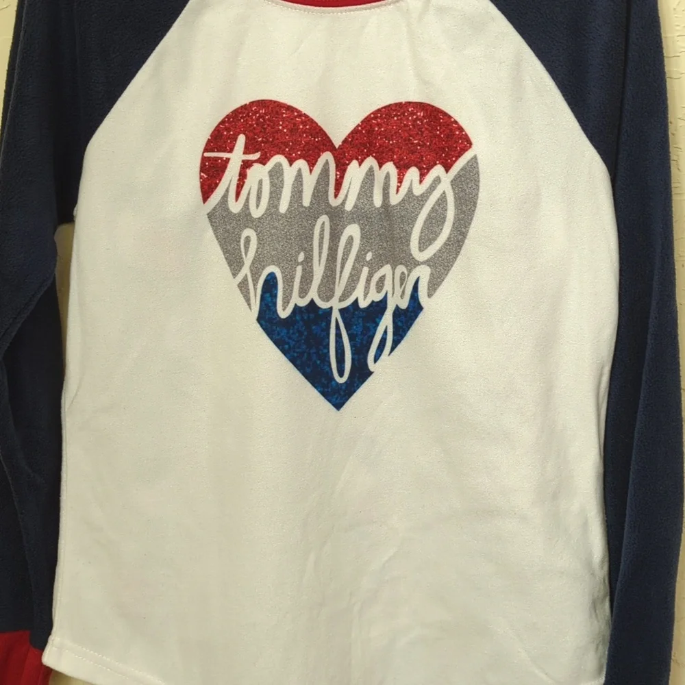 Tommy Hilfiger Girls 2-Pc. Navy, Red, & White Heart Pajama Set Size Medium 8/10